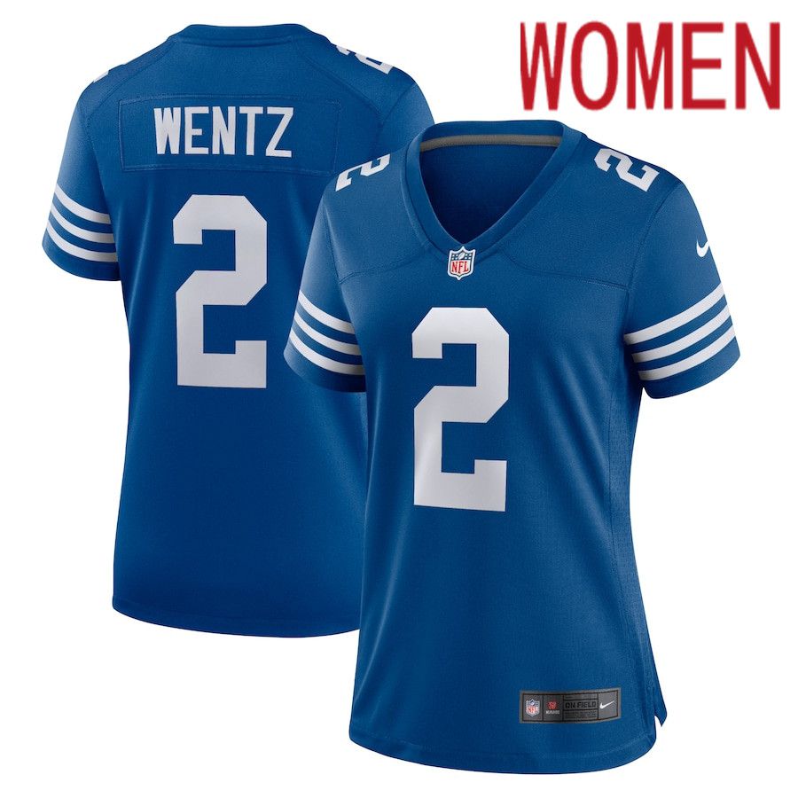 Women Indianapolis Colts #2 Carson Wentz Nike Royal Alternate Game NFL Jersey->women nfl jersey->Women Jersey
